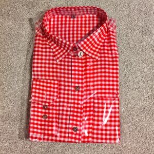 Red Plaid Long sleeve Mens Shirt
